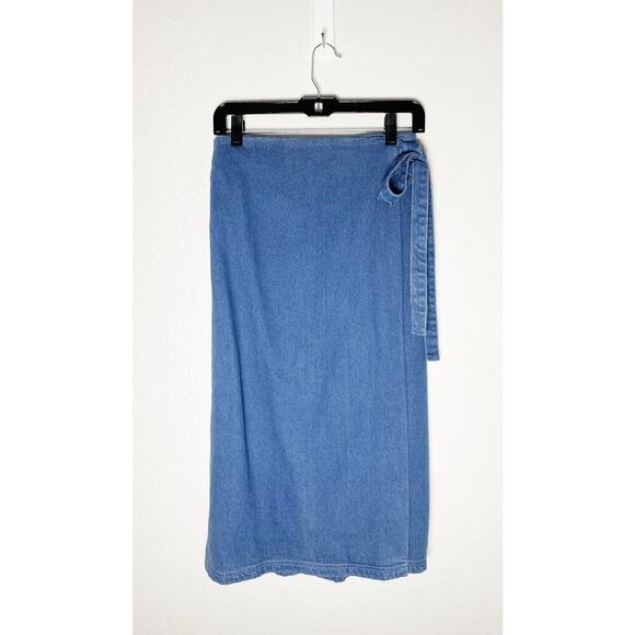 The Fifth Label Women's Infinity Skirt Classic Blue Denim Wrap Waist Stretch NWT - Picture 2 of 11